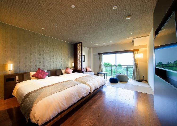 If you want to enjoy a view of Mount Fuji from your room, choose the Fuji View Premier Room.