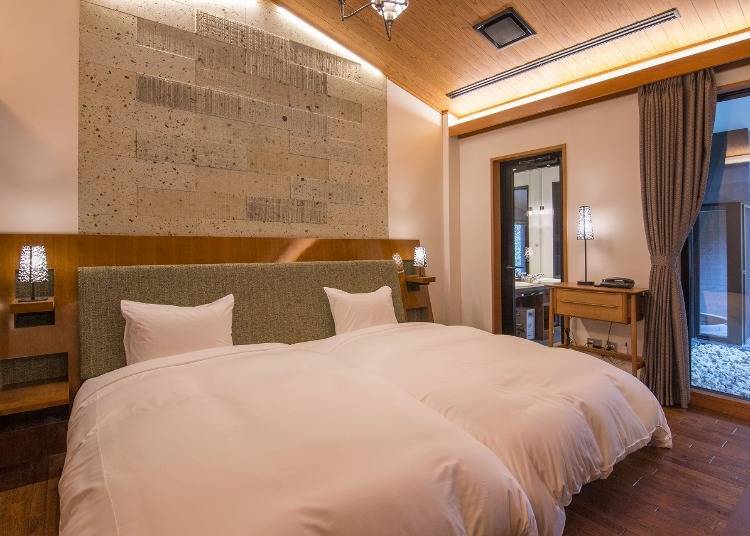 Guest rooms are beautified with ōya stones as well