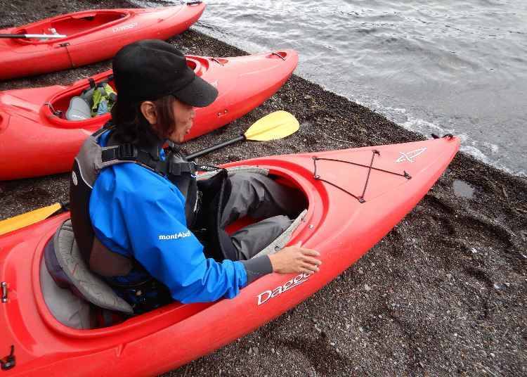 There's a certain way to board the kayak properly as well!