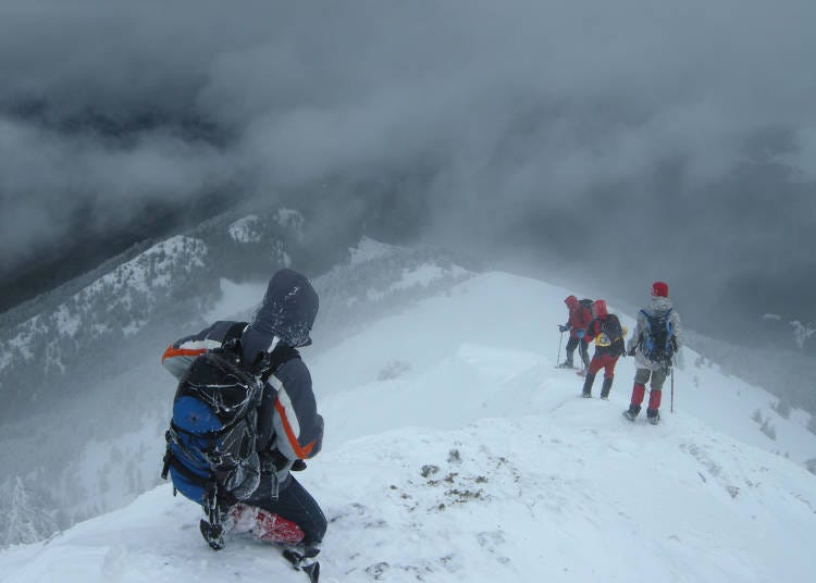 Winter mountain climbing
