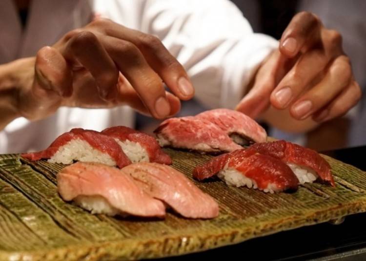 3．ヘルシーな馬肉の「肉寿司食べ放題」が平日限定1,000円で登場！【上野 肉寿司／上野】