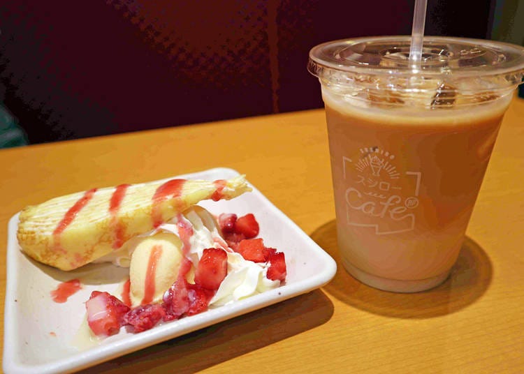 A gentle sweetness and elegantly fluffy whipped cream, "Hokkaido Milk Crepe Melba" (200 yen/tax not included)