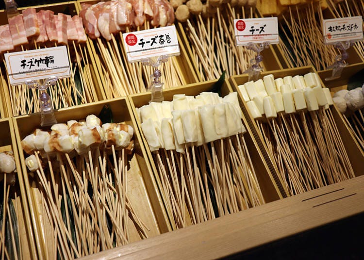 From the mainstream to the novel, a mouth-watering lineup of kushiage ingredients awaits