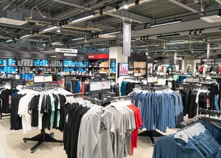 There’s a large selection of sportswear and shoes in the store