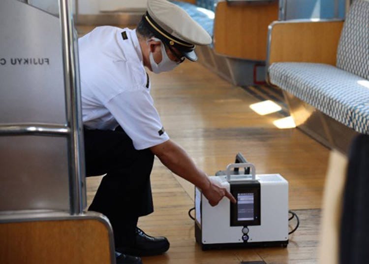 Disinfecting the cabins using an ozonizer (photo credit: Fujikyuko)