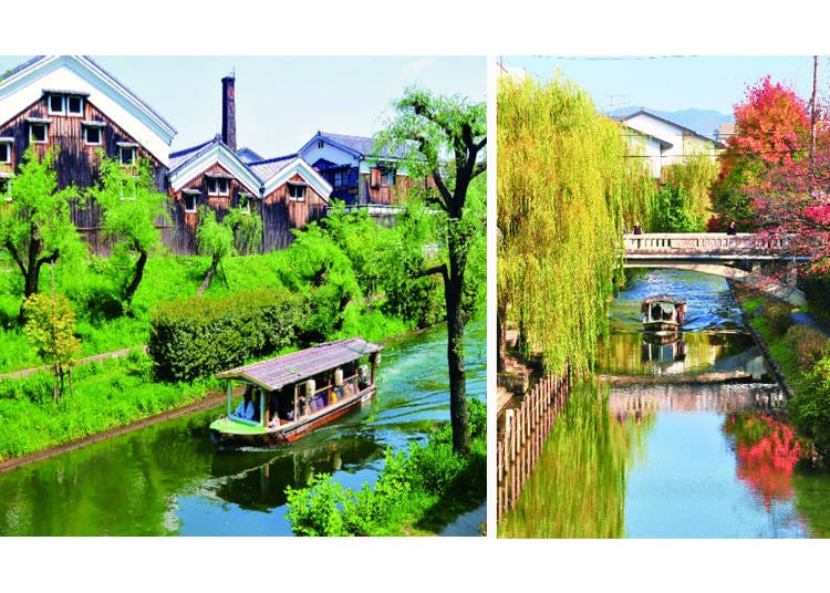 Scenic canal views from the Benten Bridge on the Hori River