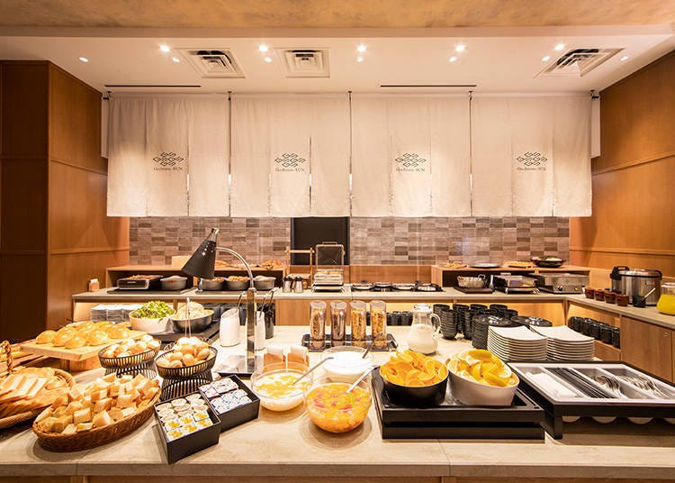 An All-you-can-eat Breakfast Buffet with a Variety of Western, Japanese Traditional & Local Dishes