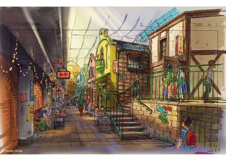 ‘지브리의 대형창고 에리어’의 상점가 디자인 ©Studio Ghibli