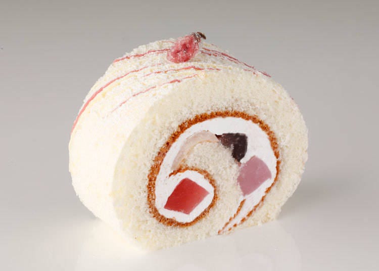 The Sakura roll is topped with candied cherry petals to accentuate it.