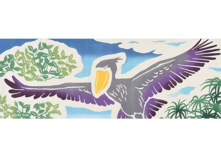 「手拭巾 鯨頭鸛 畫框」1430日圓（含稅） 照片提供：（公財）東京動物園協會