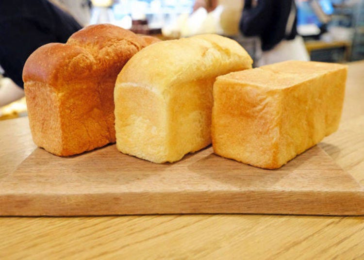 From left: "Hokkaido x Sandwich Bread (420 yen)", "Fukuoka x Sandwich Bread (350 yen)", and the "356 Days x Sandwich Bread (290 yen)" *Prices are for individual pieces