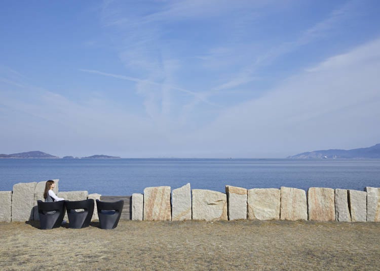 The calm seascape from Inujima