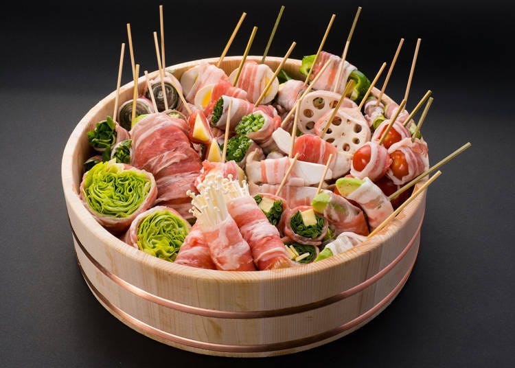 Assorted vegetable roll skewer platter