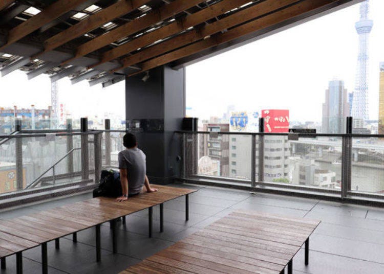 도쿄 스카이트리가 보이는, 무료로 이용할 수 있는 전망 테라스