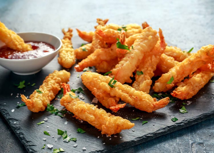 Tempura is seafood and vegetables coated in a light batter.
