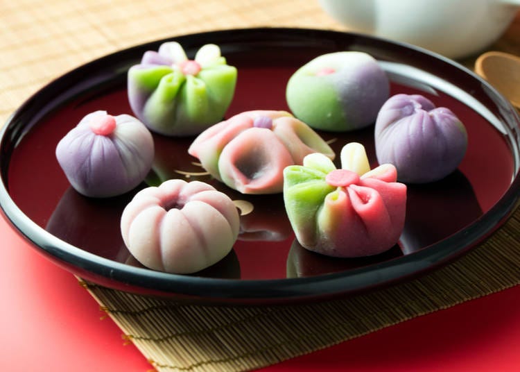 Wagashi are confectionary made from bean paste and served with green tea.