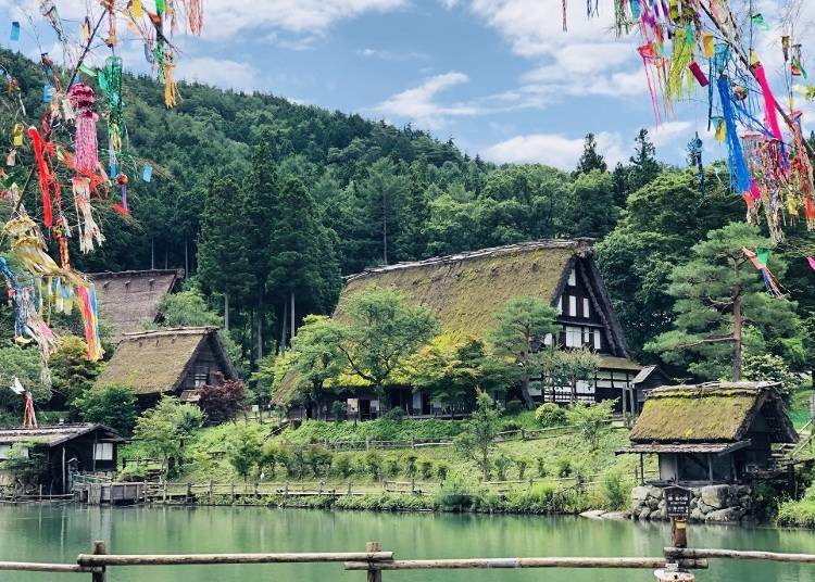2. Enjoy the beauty of Hida Folk Village's traditional gasshō-zukuri thatched roof homes!