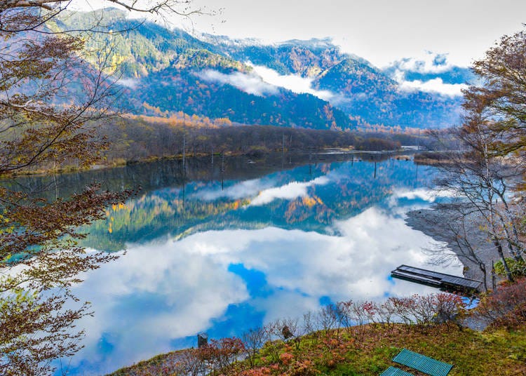 Taisho Pond reflecting the Hotaka Mountain Range