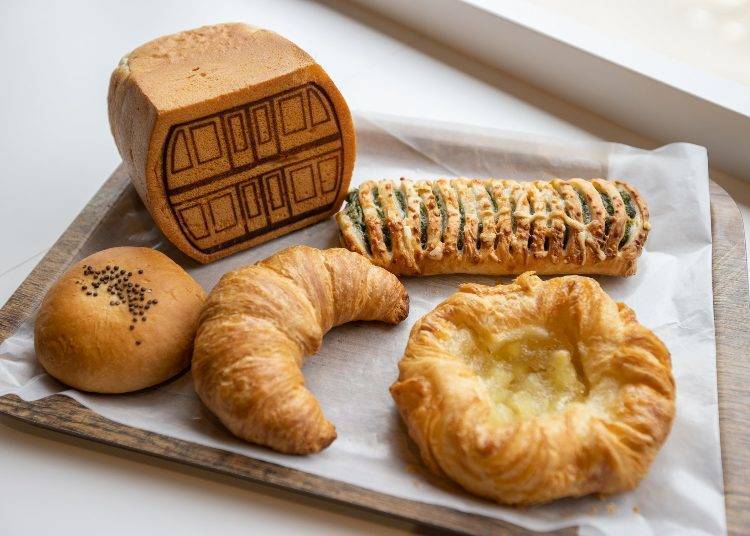 On the top left is The Alps Bakery’s must-try ‘Gondola Bread.’ Picture: Shinhotaka Ropeway