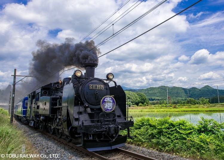 Steam Locomotive SL Taiju between Shimo-imaichi Station and Kinugawa-onsen Station on the Tobu Nikko Line. Copyright: © TOBU RAILWAY Co., LTD.