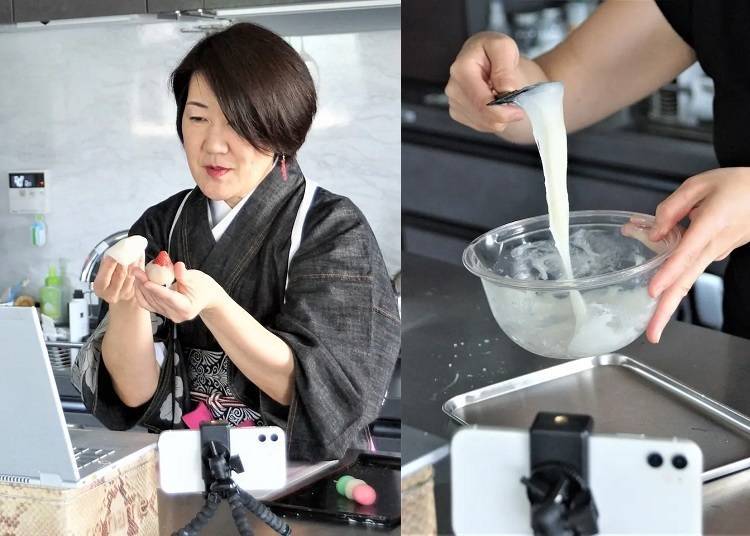 2. "The Art of Making Japanese Mochi": Neri-kiri art instructor and making rice-cake sweets