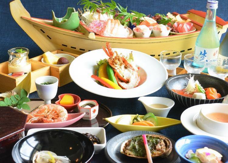 包含被称为海洋味觉王者的伊势海老龙虾的日式宴席套餐