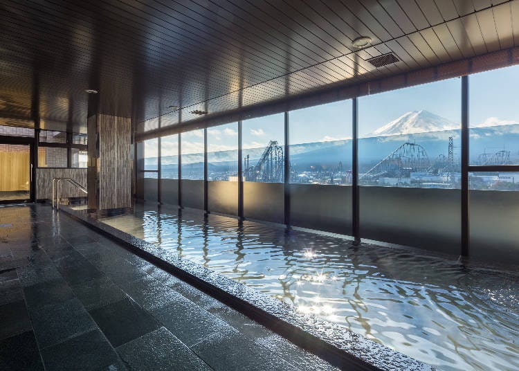 The view of Mt. Fuji from the large communal bath on the top floor is exceptional