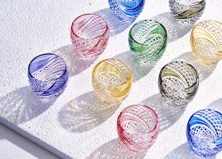 KAGAMI CRYSTAL Edo Kiriko Rock Glass 320cc T705-2818-BLK Handmade in Japan New 