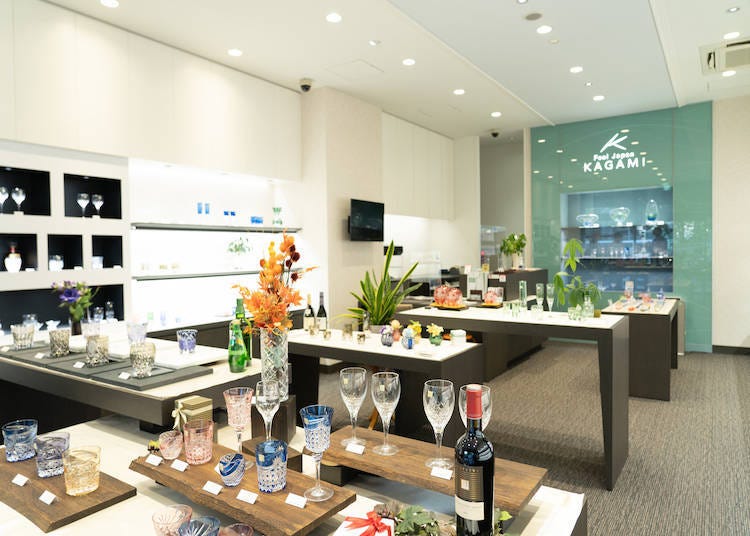 Inside Kagami Crystal’s flagship store in Ginza.