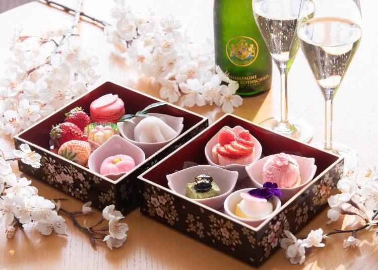 包含馬卡龍、櫻花蒙布朗等以春天為主題的甜點餐盒「SAKURA甜品BOX」