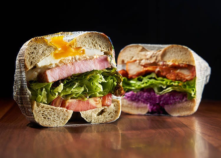 A protein or vegetable sandwich + a sweet sandwich and a drink are included.