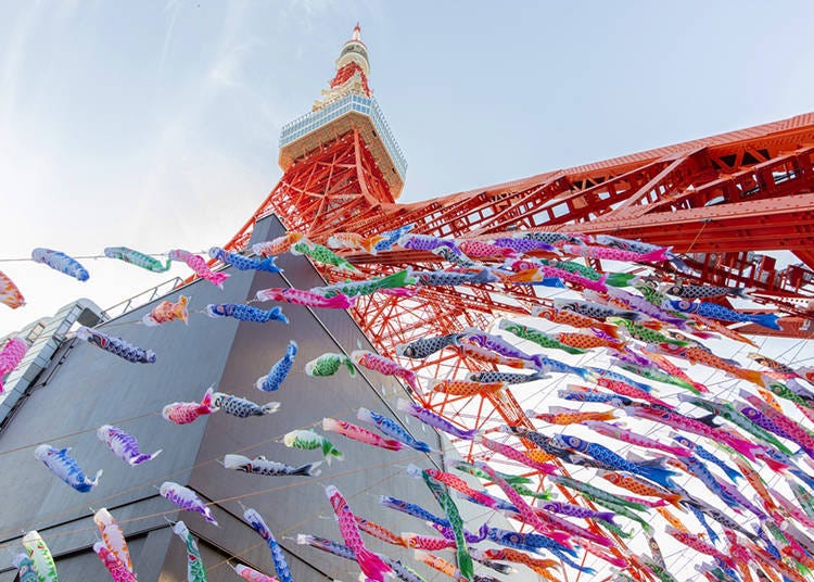 These koinobori swim energetically, fully welcoming the wind of the city. *This image is for illustration purposes
