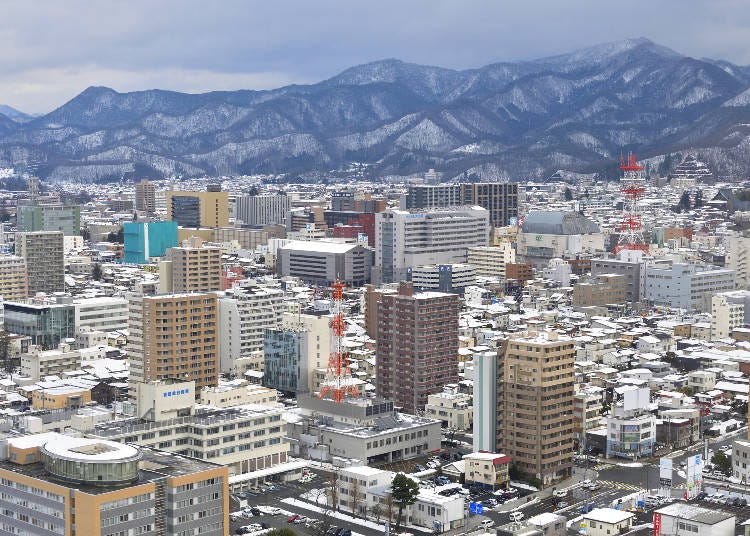 Yamagata City with beautiful mountains in the distance (Image: PIXTA)