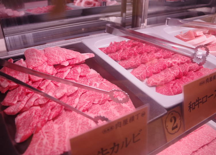 A tempting showcase of beautifully marbled cuts of meat