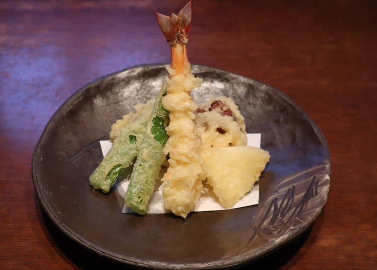▶天ぷら（エビ1尾＋季節の野菜）／1,045円