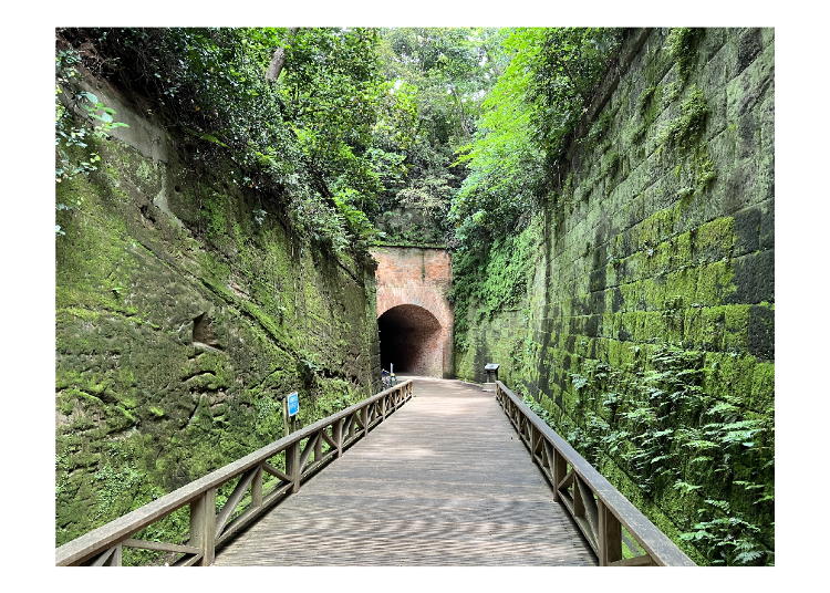 벽돌 산책로는 사루시마를 대표하는 포토스팟 중 하나다!