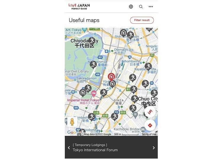 ■使用LIVE JAPAN「便利MAP」，臨時停留處所及緊急避難場所一目了然