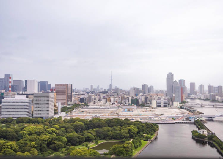 從第二章節房內俯瞰的隅田川與晴空塔風景