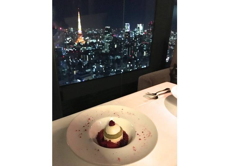 Night view and dishes at Fish Bank TOKYO / Photo from "Ms. Mentaiko's Life & Travel Diary" Facebook