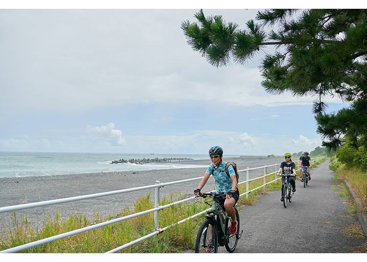 Biking along the Shizuoka coastline.