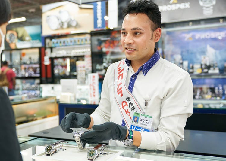 Patel stands in the store wearing his favorite SEIKO watch. He assures us, "I can find you the perfect watch for any occasion."