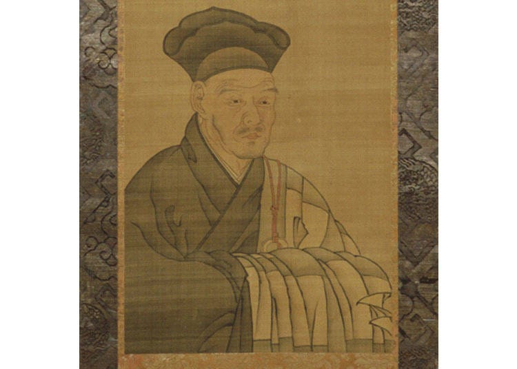 * A portrait of Sesshu, "Coloring on Silk by Sesshu Toyo", copied by Unkoku Toeki.