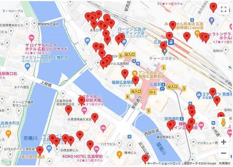 Tabensai Shops search page. The linked Google map is full of pins marking amazing places to eat!