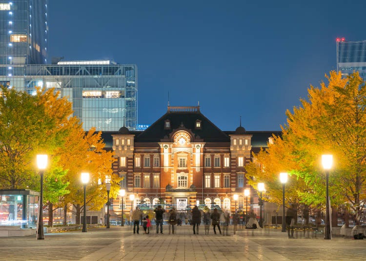 Autumn colors can still be found across much of Japan in December (as seen here in front of Tokyo Station), while snow is common in further north (Image: PIXTA)