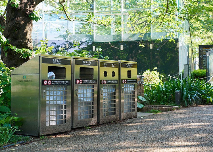Public designated trash cans.
