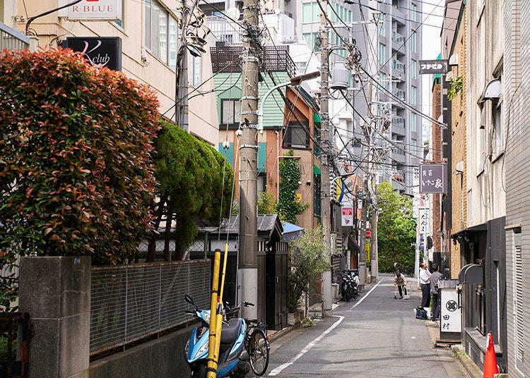 Backstreets of Roppongi, where many small businesses have operated for many years.