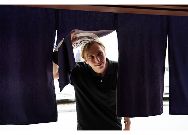 Stepping through the noren curtain