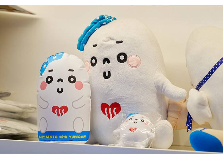 목욕탕 조합의 공식 캐릭터인 ‘윳포군’ 인형이 장식되어 있는 목욕탕도 있습니다.