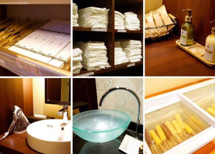 The public bath is fully equipped with an amenities bar and towels, so you can visit without needing to bring anything.