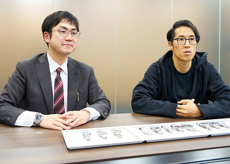 Hiroki Oya of Seiko Watch Corporation's Merchandise Planning Dept. I (pictured left) and Takuya Matsumoto of the Product Design Dept. (pictured right).